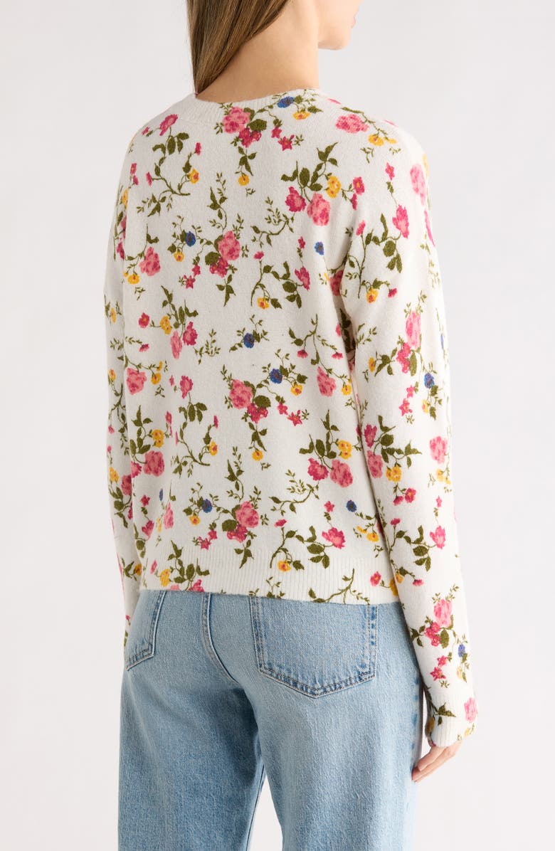 CeCe Floral Long Sleeve Crewneck Sweater, Alternate, color, Rose Fuchsia