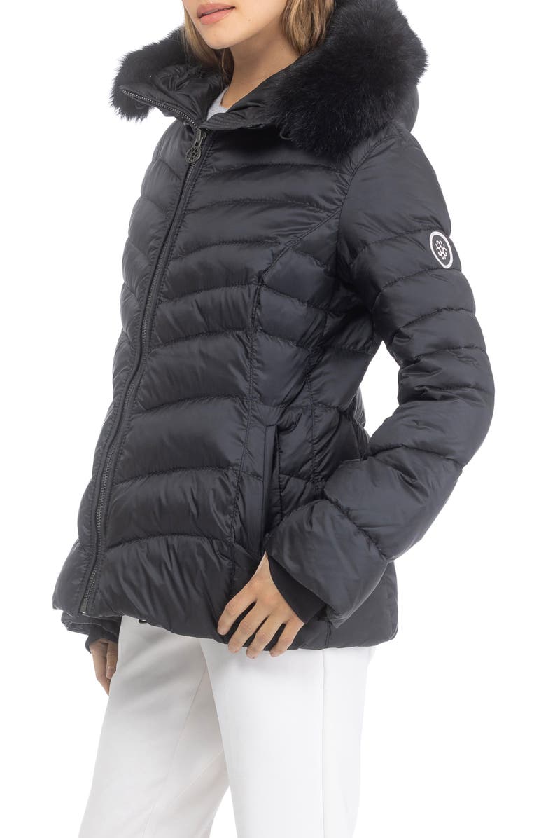 GORSKI Apres-Ski Chevron Parka with Detachable Toscana Lamb Hood Trim, Alternate, color, Black/Black