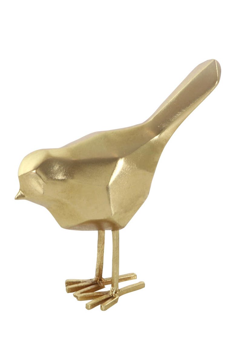 Goldtone Polystone Bird Sculpture, Alternate, color, GOLD