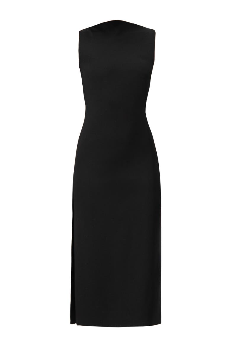 Sleeveless Midi Dress with Side Slit, Alternate, color, Black