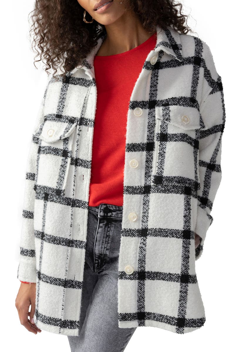 Sanctuary Longline Plaid Shacket, Main, color,