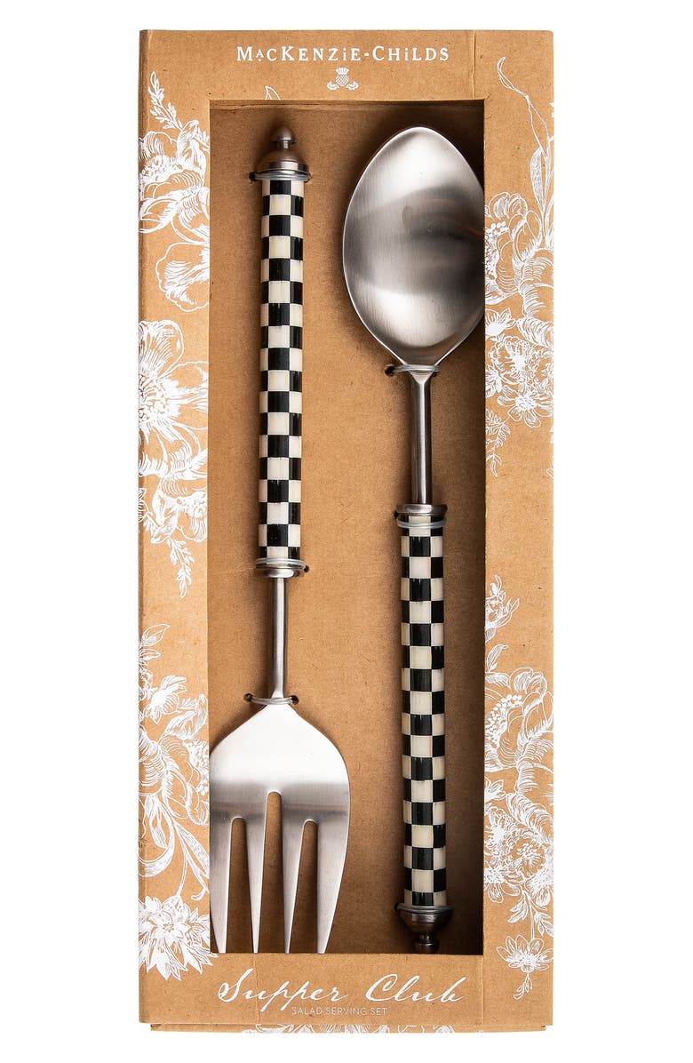 MACKENZIE CHILDS Supper Club Salad Serving Set, Alternate, color, Black/ White