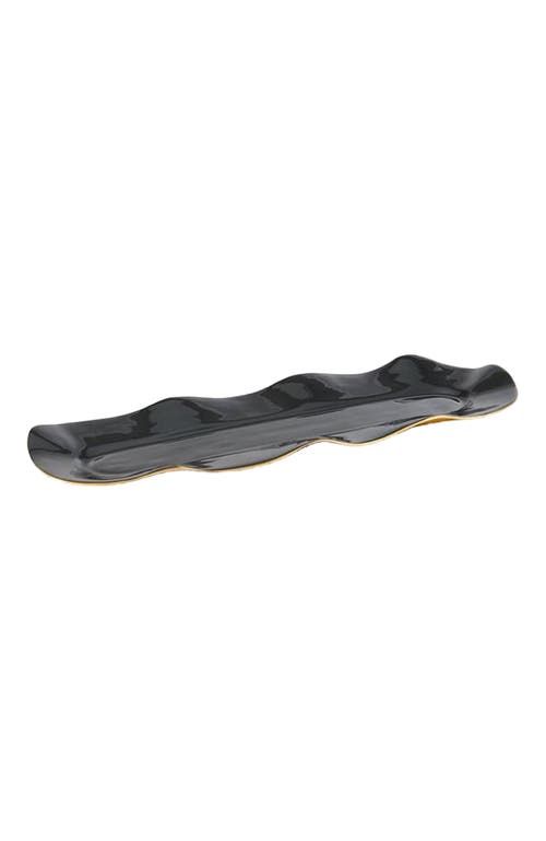 Lunares Ruffled Graphite Long Tray In Gray