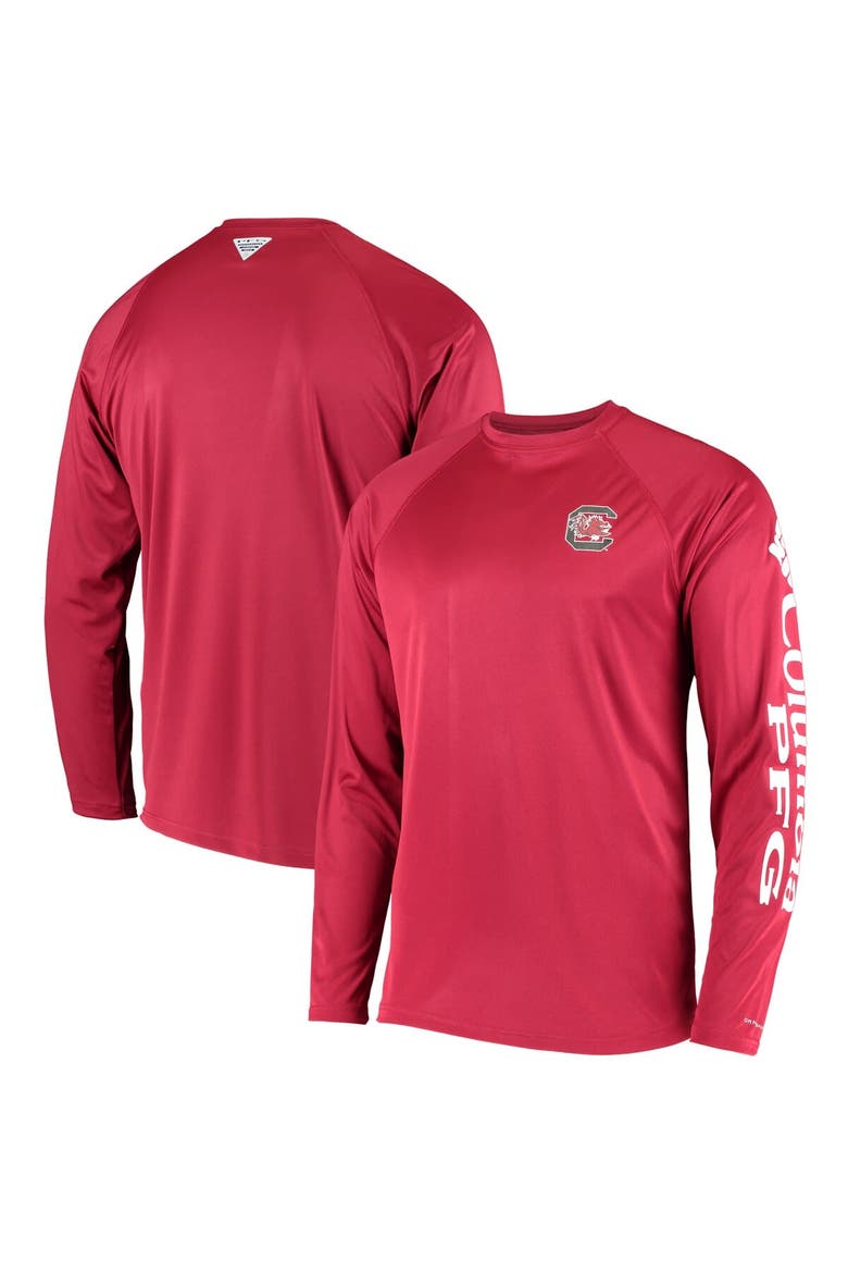 Men's Columbia Garnet South Carolina Gamecocks Terminal Tackle Omni-Shade Raglan Long Sleeve T-Shirt, Main, color, Garnet