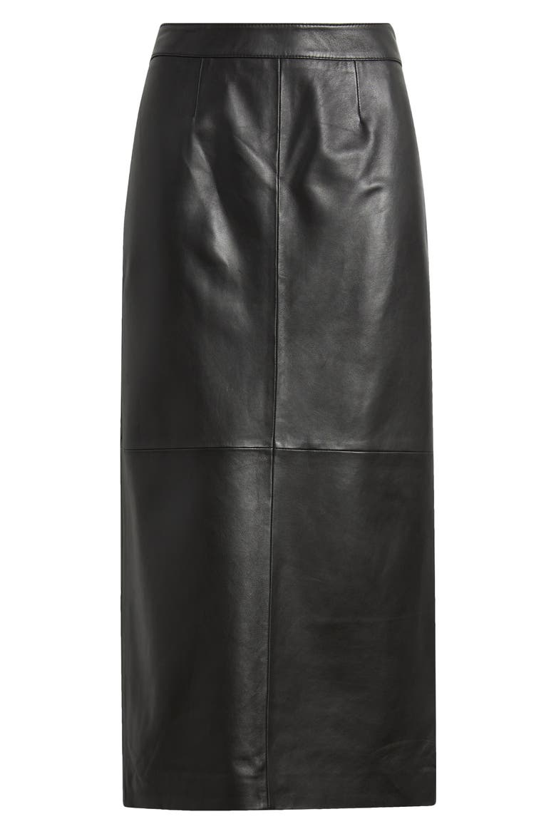 Leather Pencil Skirt, Alternate, color, BLACK