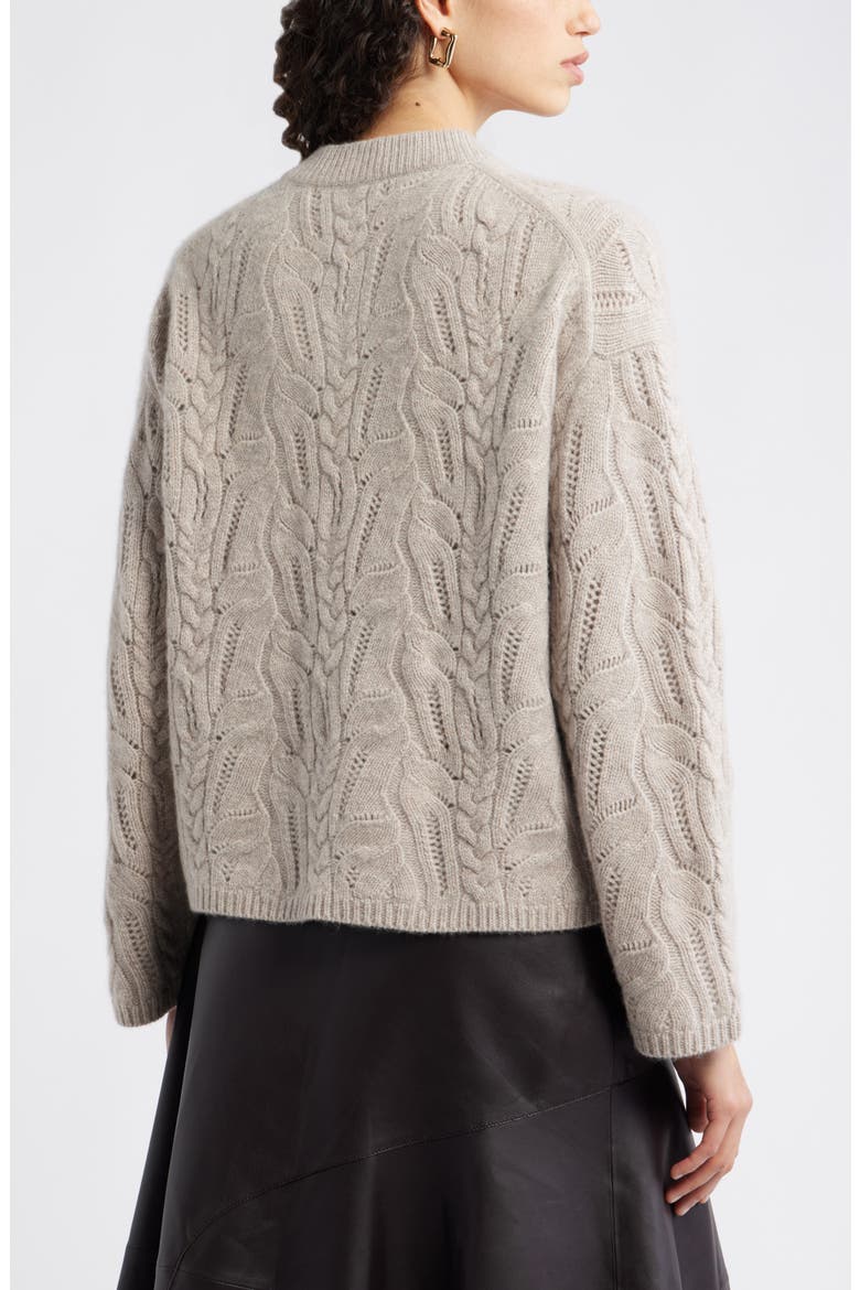 Cable Wool & Cashmere Sweater, Alternate, color, TAN ETHEREA HEATHER