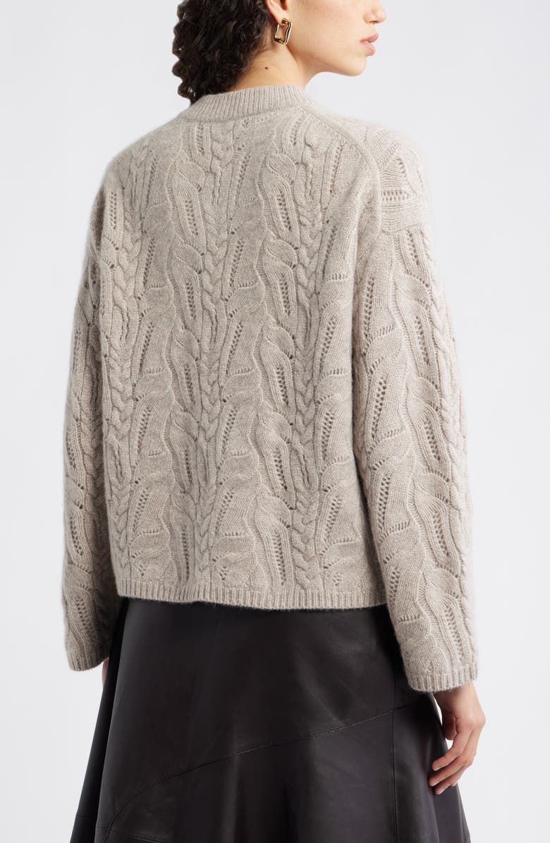 Nordstrom Cable Wool & Cashmere Sweater, Alternate, color, Tan Etherea Heather