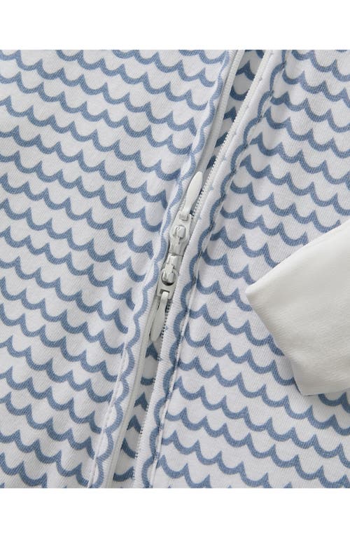 Petite Plume La Mer Wave Stripe Stretch Pima Cotton Blend Convertible One-piece Pajamas In Blue