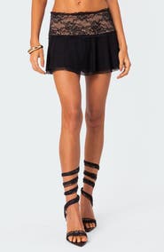 EDIKTED Mesh Lace Miniskirt
