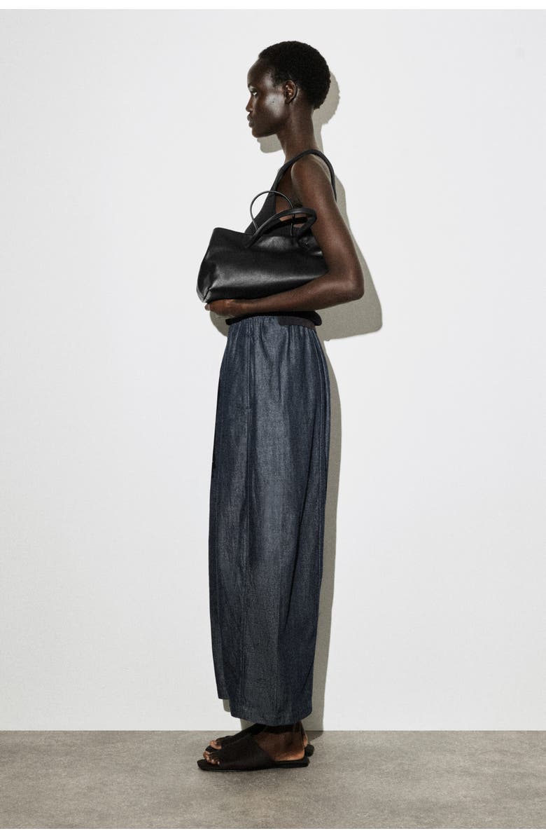 COS Barrel-Leg Denim Drawstring Pants, Alternate, color, Navy