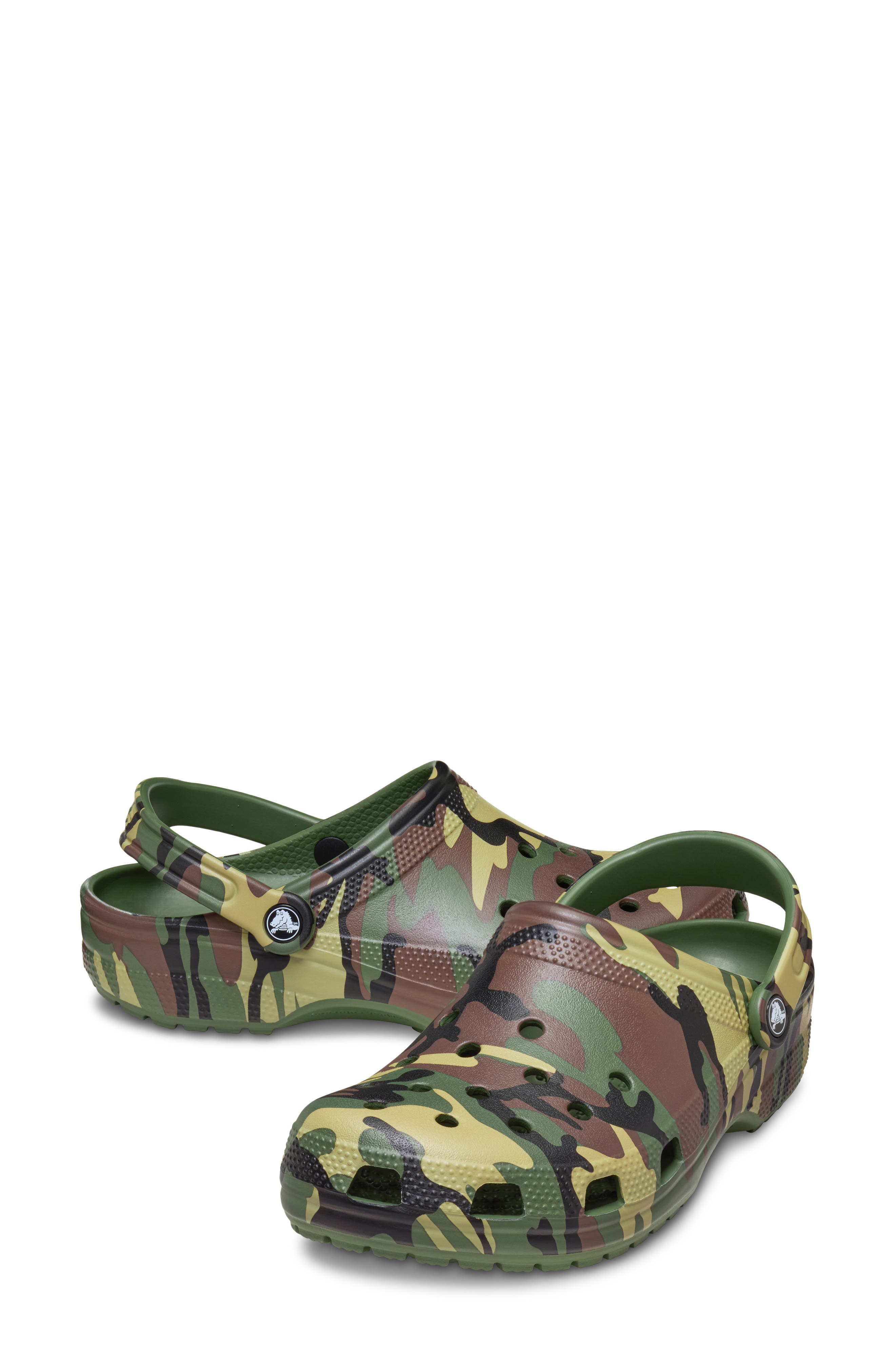CROCS Classic Camo Print Clog, Alternate, color, Army Green Multi