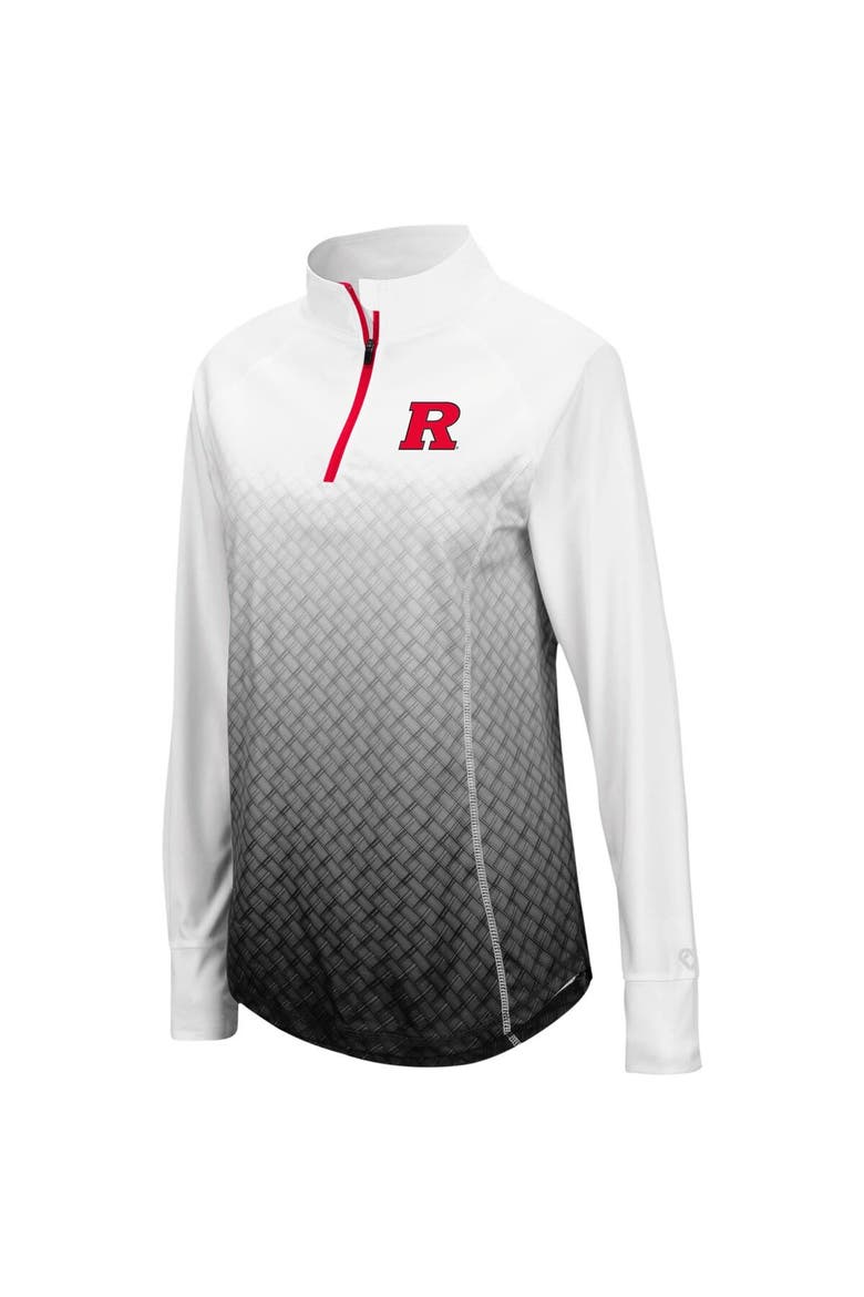 Women's Colosseum Black Rutgers Scarlet Knights Magic Ombre Quarter-Zip Raglan Jacket, Alternate, color, White