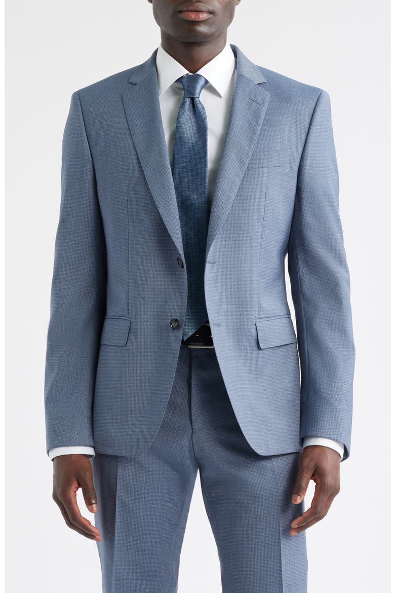 Huge Slim Fit Blue Microcheck Wool Suit, Alternate, color, OPEN BLUE
