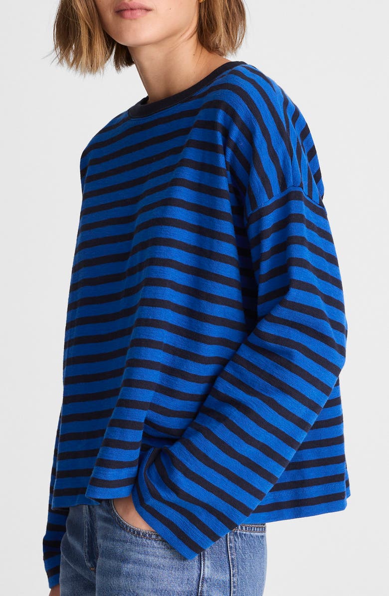 Madewell Easy Stripe Long Sleeve Top, Alternate, color, Riveria Coast