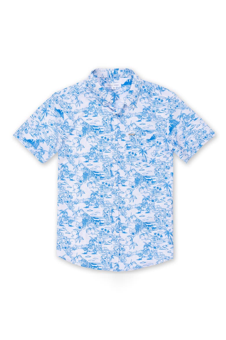 Kids' Floral Button Down Shirt, Main, color, BLUE