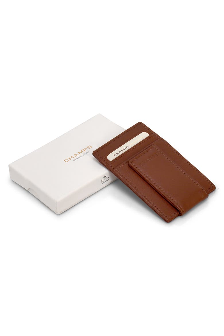 Leather Magnetic RFID Card Case, Alternate, color, BROWN