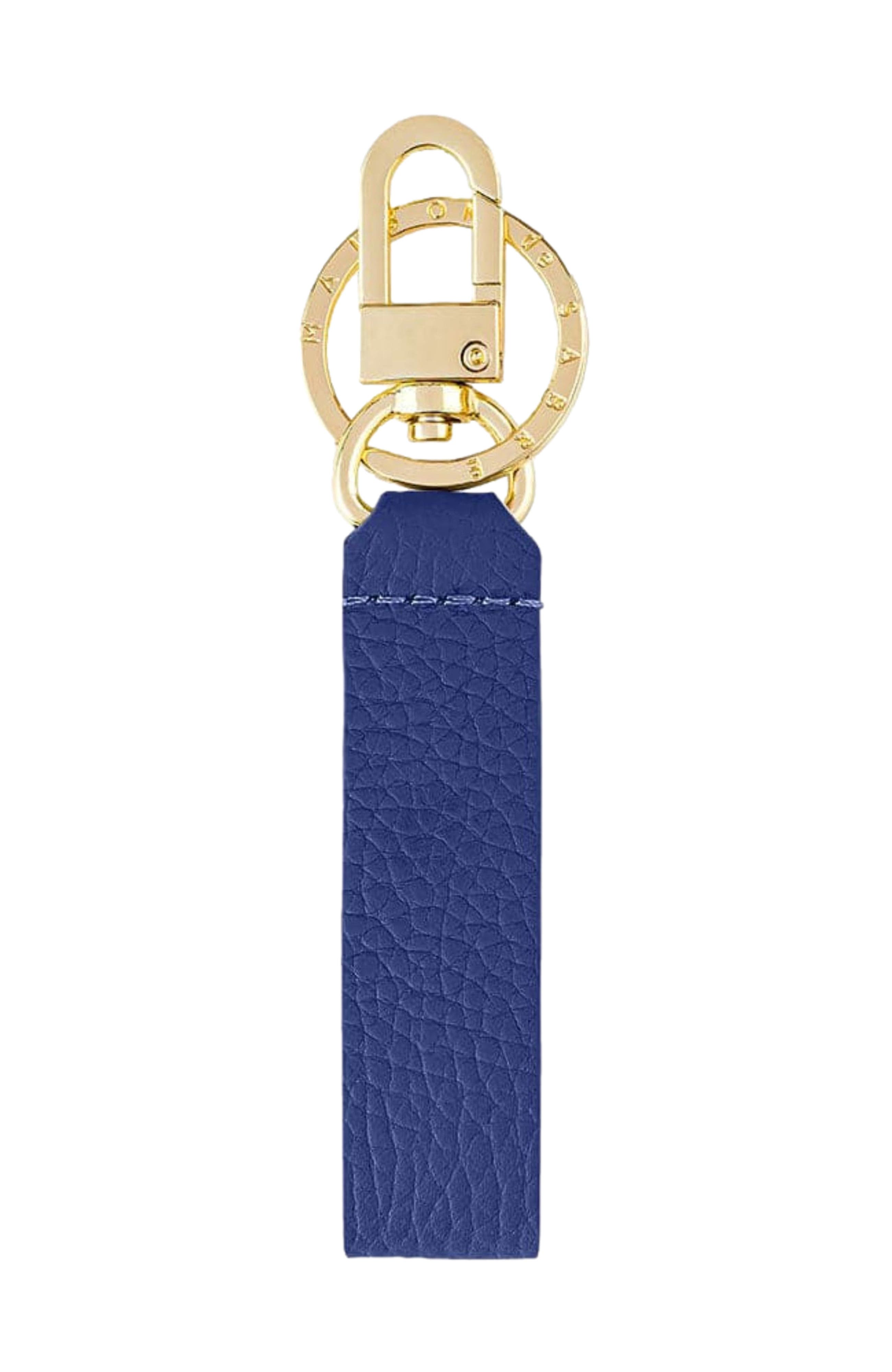 Upcycled Leather Keychain, Main, color, Lapis Blue