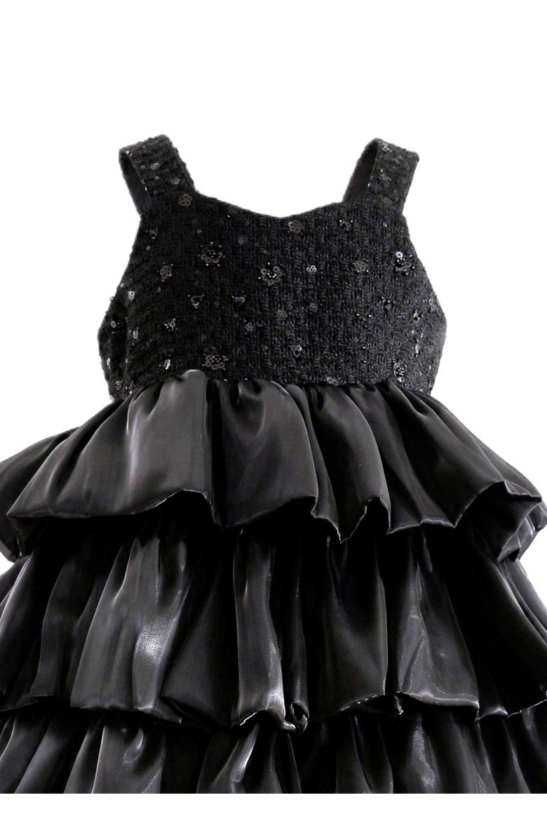 Ruffle Tiered Gala Dress, Alternate, color, Black