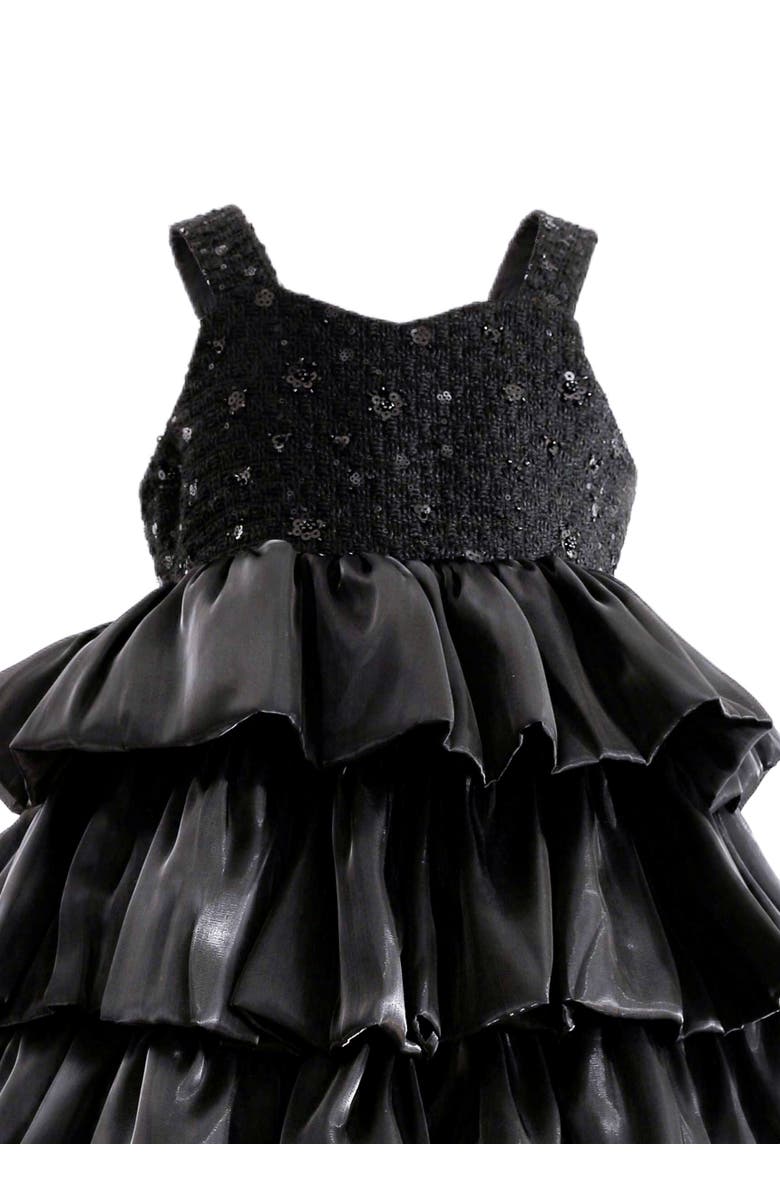Tulleen Ruffle Tiered Gala Dress, Alternate, color, Black