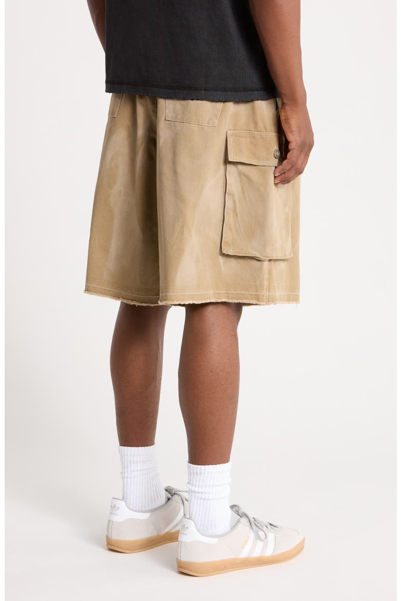 Oversize Cotton Canvas Drawstring Cargo Shorts, Alternate, color, KHAKI
