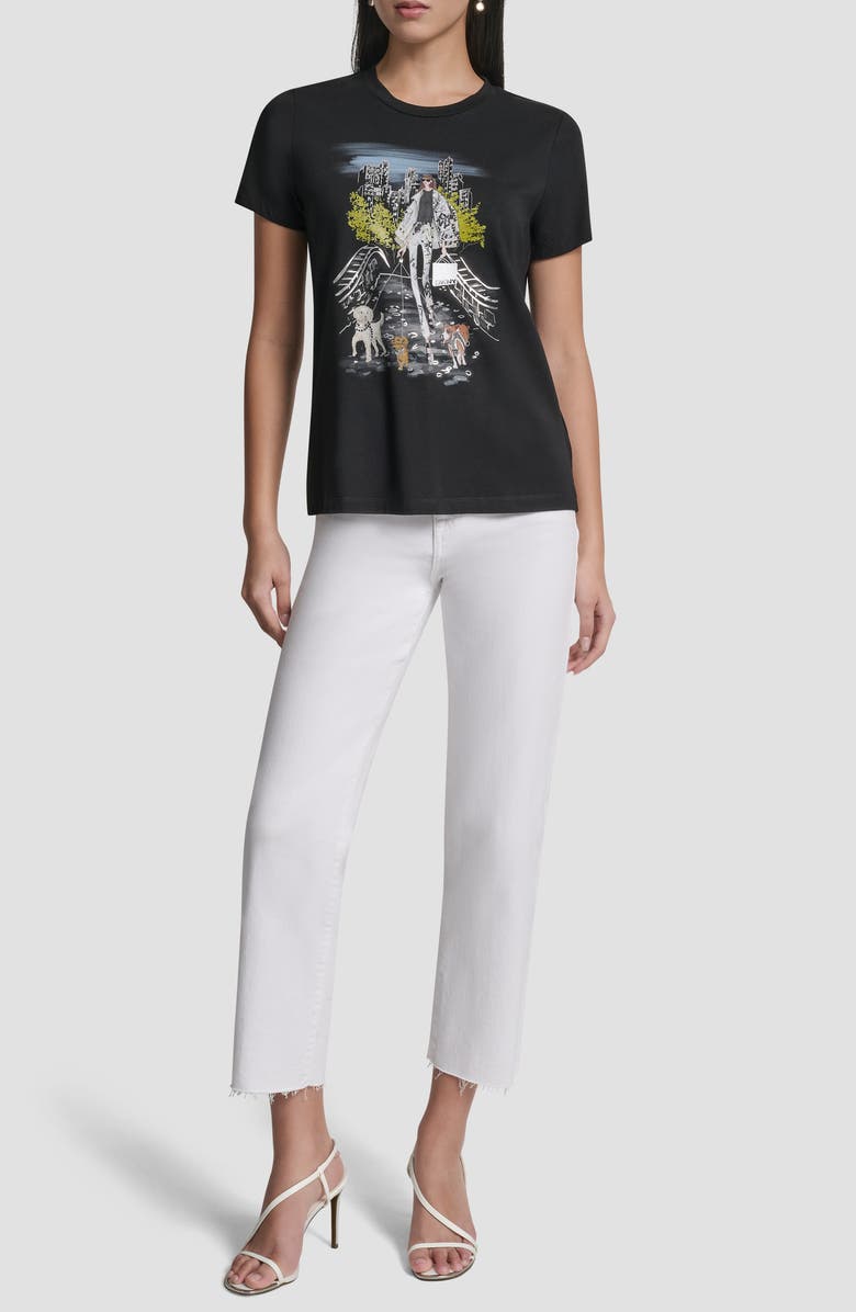 DKNY Crystal Embellished Central Park Conversational Graphic T-Shirt, Alternate, color, Black
