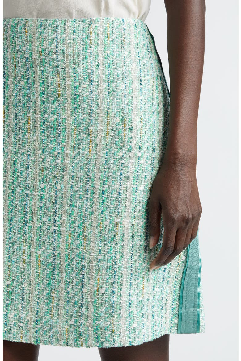 Side Tape Metallic Tweed Skirt, Alternate, color, JADE MULTI