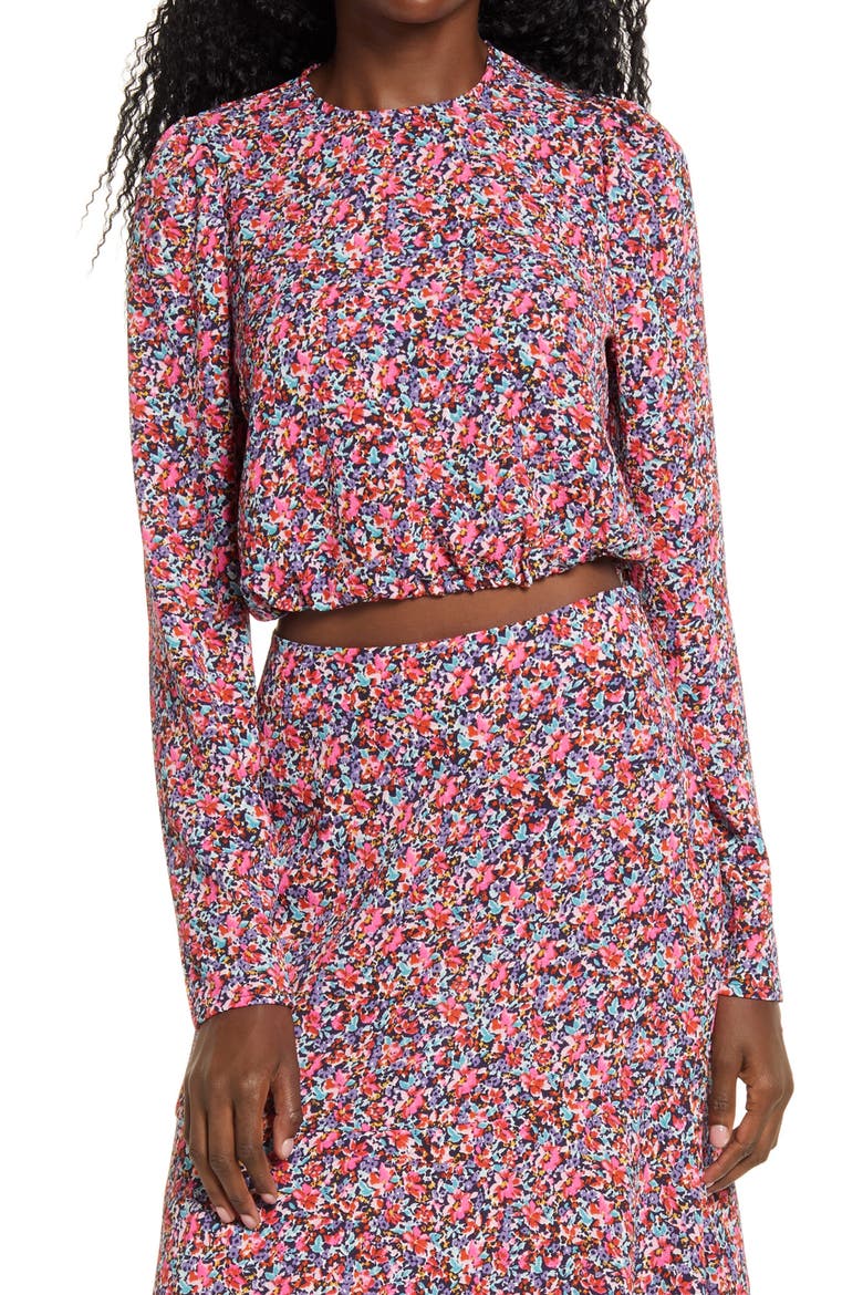 Reca Floral Tie Back Top, Main, color, RETRO PINK FLORAL