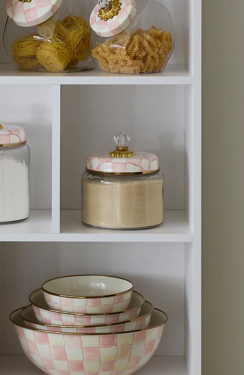 MACKENZIE CHILDS Rosy Check Medium Kitchen Canister, Alternate, color, Rosy