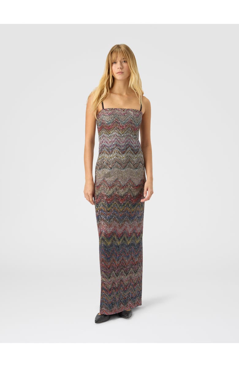 Missoni Bustier Long Dress With Zigzag Pattern, Alternate, color, Multicoloured