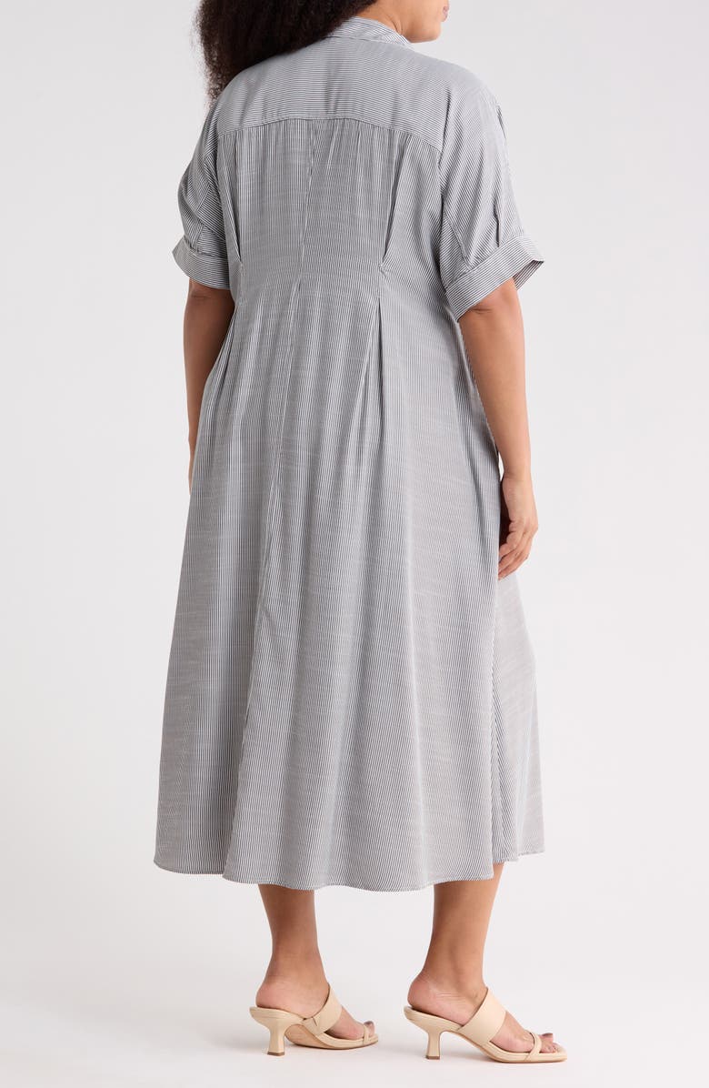 MAX STUDIO Elbow Sleeve Maxi Shirtdress, Alternate, color, Black/ Off White