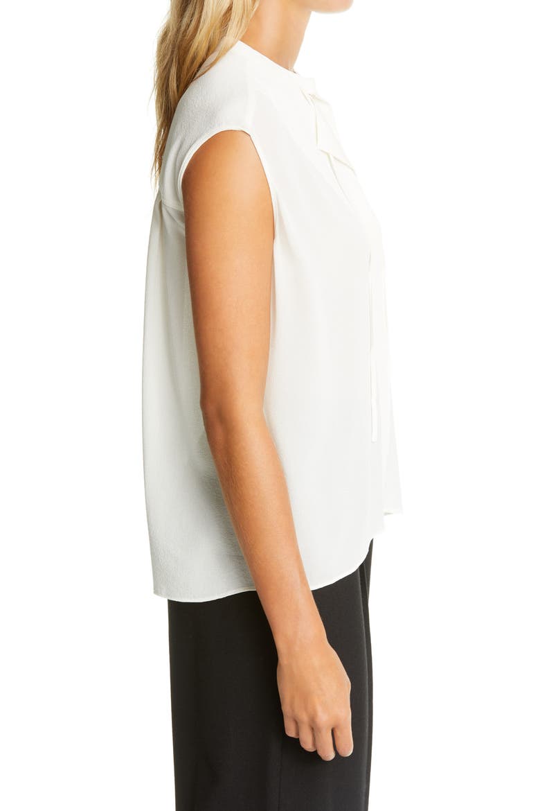 Tie Neck Sleeveless Silk Blouse, Alternate, color, OFF WHITE
