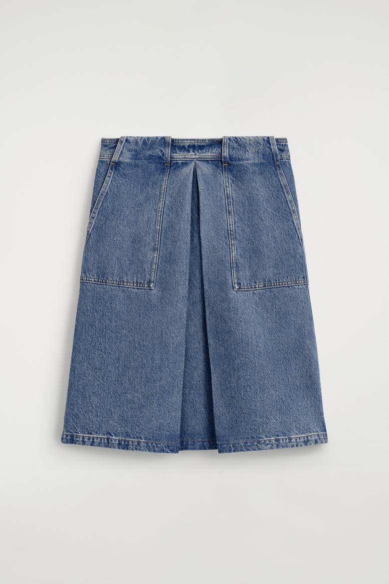 Denim A-Line Utility Skirt, Alternate, color, BLUE