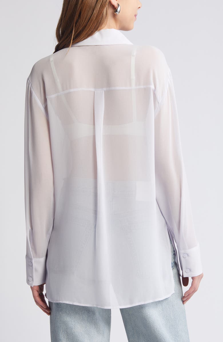 Open Edit Oversize Semisheer Button-Up Shirt, Alternate, color, Purple Puff