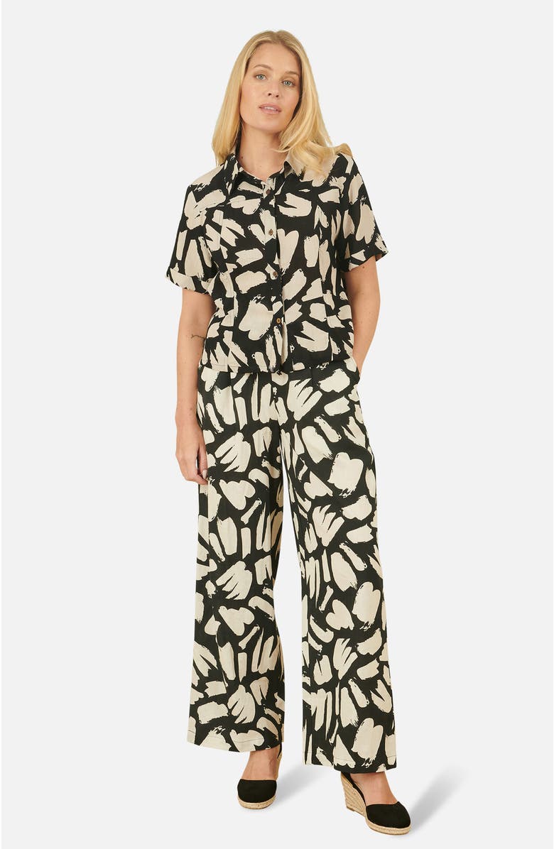 Yumi Short Sleeve Printed Relaxed Fit Shirt, Alternate, color, Black