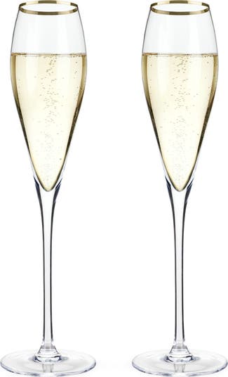 Viski Gold Rimmed Crystal Champagne Flutes Set of 2 | Nordstrom