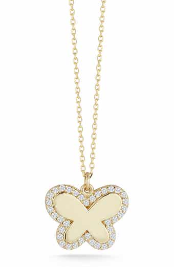 Ember Fine Jewelry Pavé Diamond Butterfly Pendant Necklace