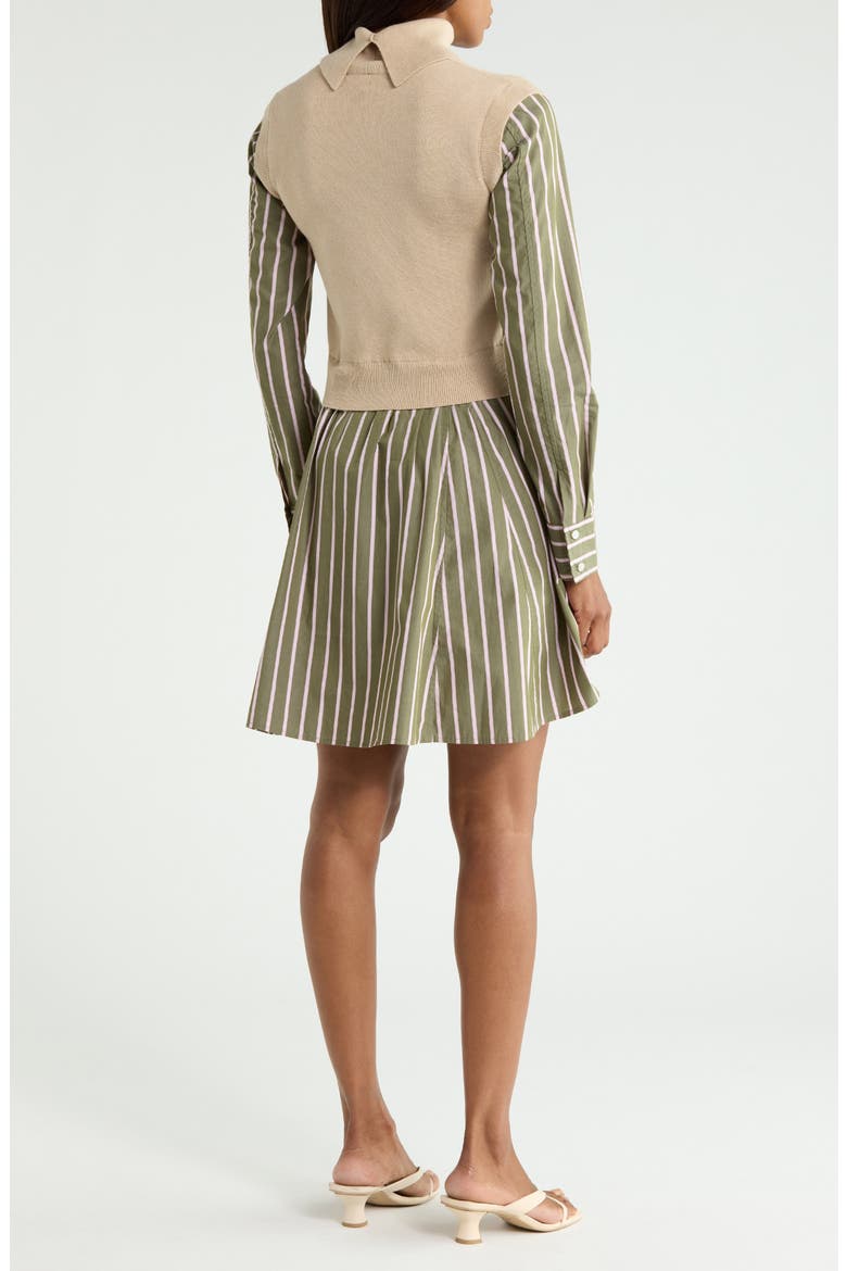 Cressida Mixed Media Dress, Alternate, color, OATMEAL/ FATIGUE MULTI STRIPE