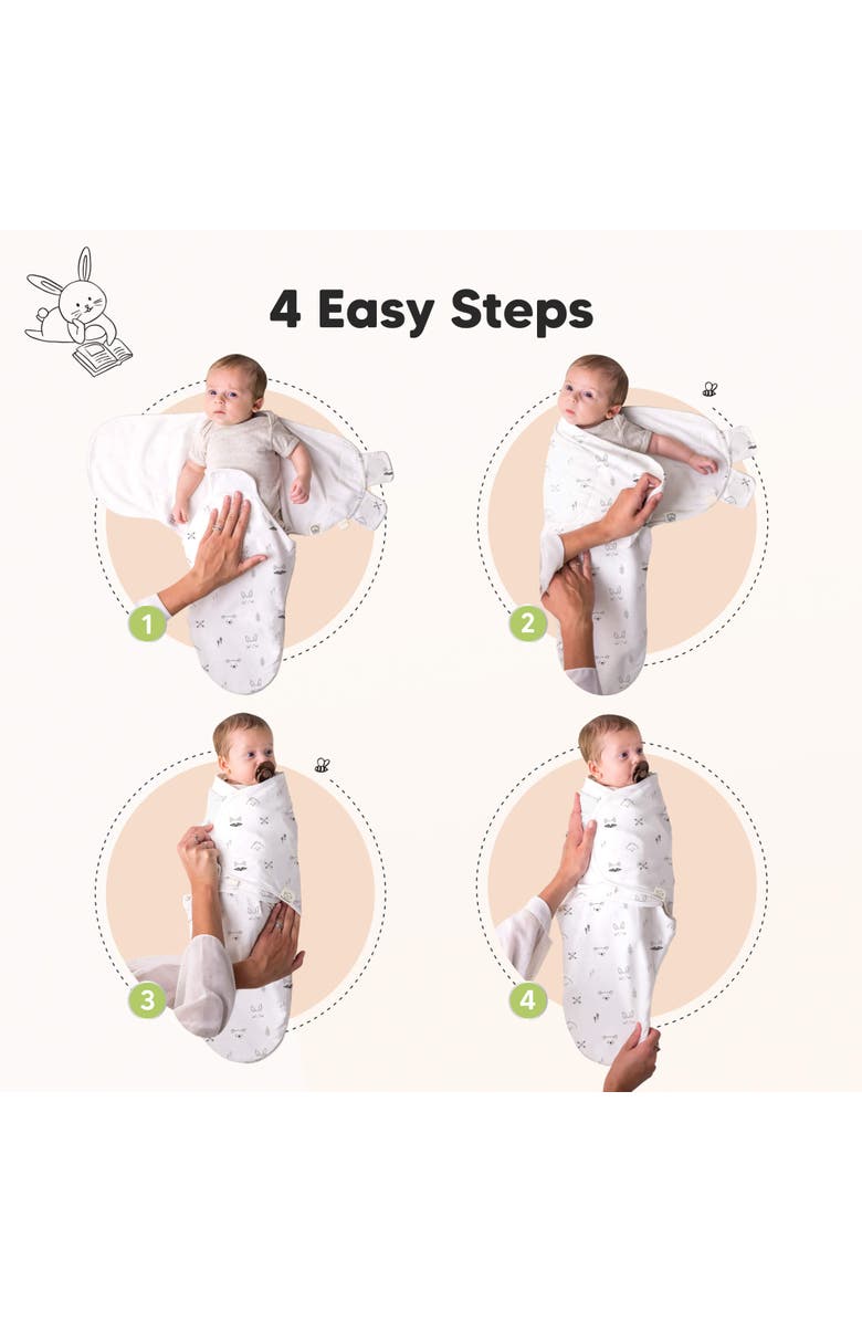 KeaBabies 3-Pack Soothe Swaddle Wraps with Knot Hats, Alternate, color, Nordic