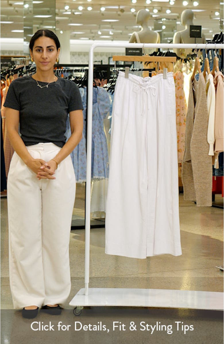 Linen Blend Wide Leg Drawstring Pants, sales video thumbnail