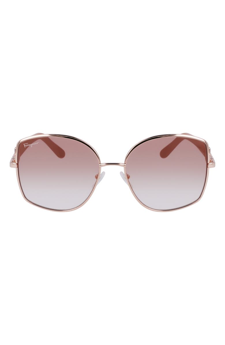 FERRAGAMO Gancini 57mm Gradient Oval Sunglasses, Main, color,