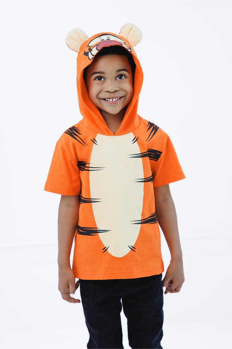 Winnie the Pooh Short Sleeve Hooded T-Shirt, Alternate, color, Tigger Orange Black