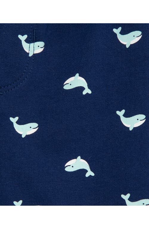 LITTLE ME LITTLE ME STRIPE WHALE EMBROIDERED COTTON BODYSUIT & SHORTS SET 