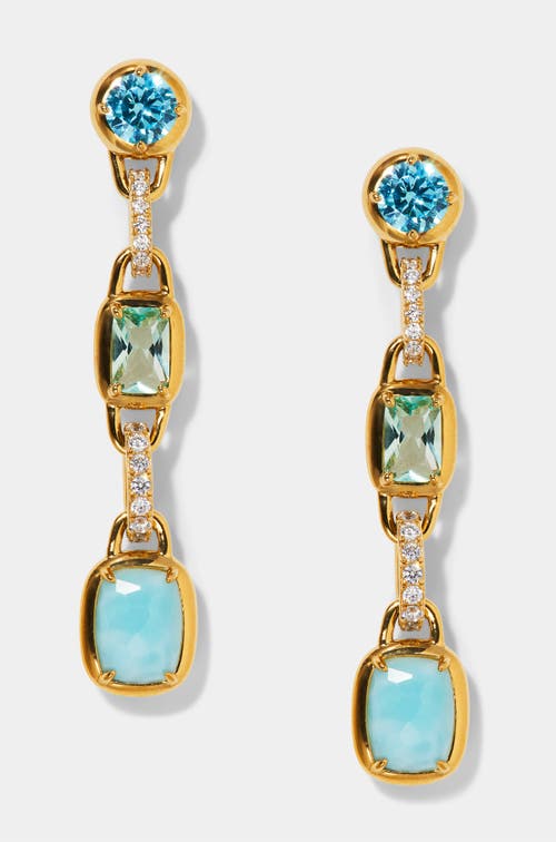 Nadri Cabarete Triple Drop Multi Earrings In Gold