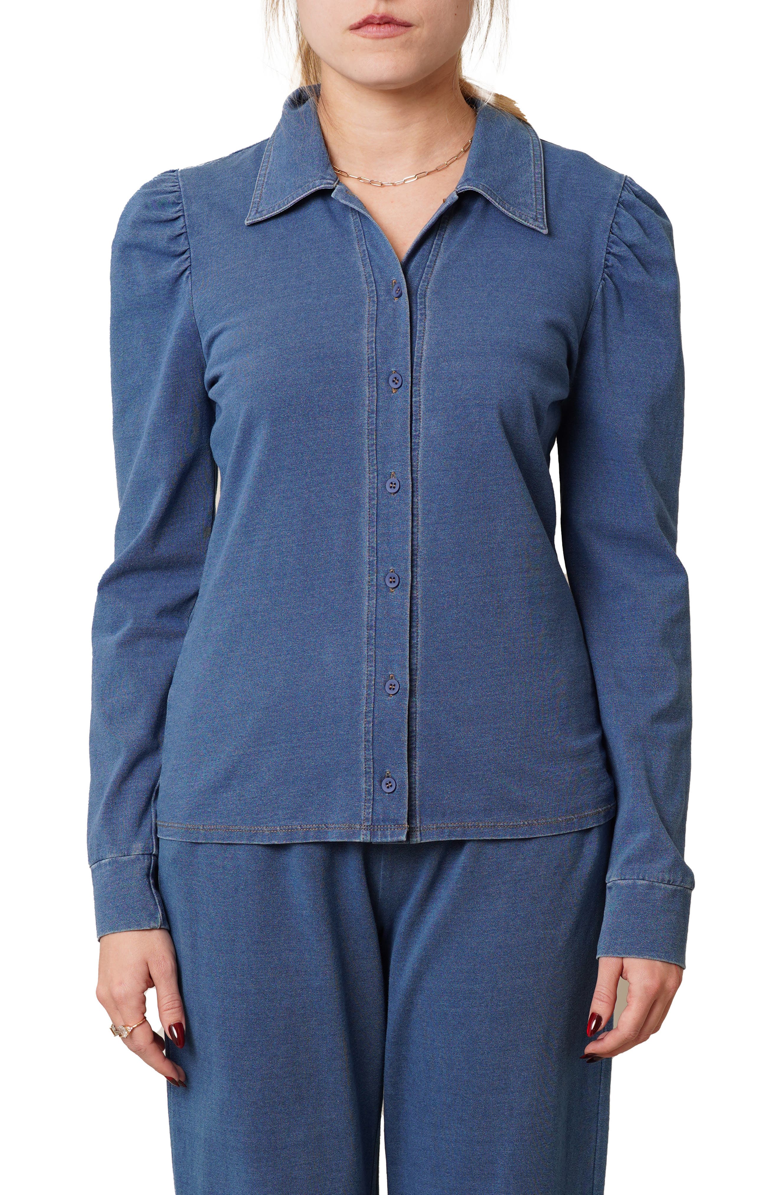 CYRUS Puff Long Sleeve Button-Up Top