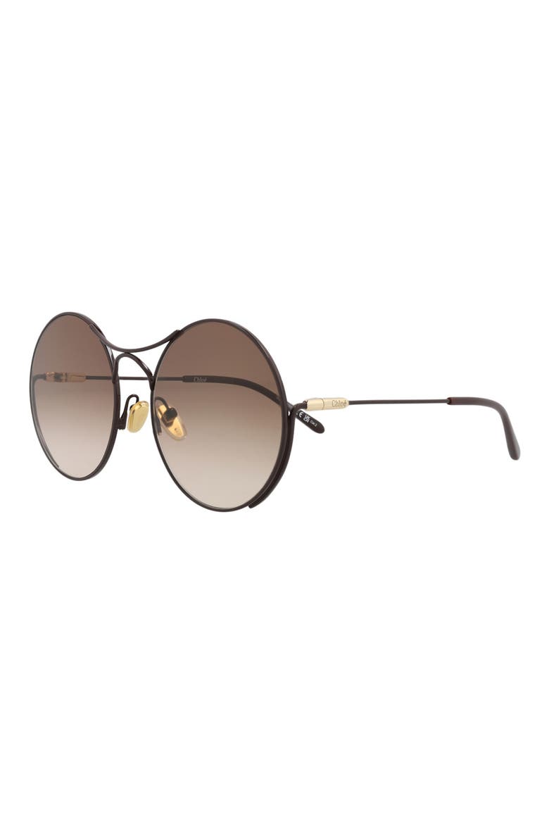 58mm Gradient Round Sunglasses, Alternate, color, BURGUNDY BURGUNDY BROWN