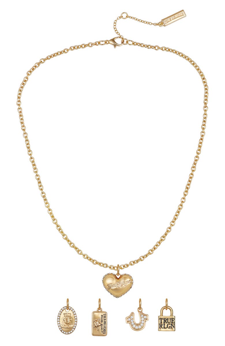 True Religion Interchangeable Charms Necklace, Alternate, color, Gold Tone