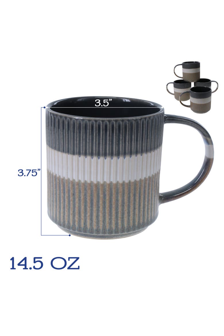 Set of 4 Tricolor Mugs, Alternate, color, GREY