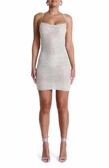Naked Wardrobe Crystal Bodycon Mesh Minidress