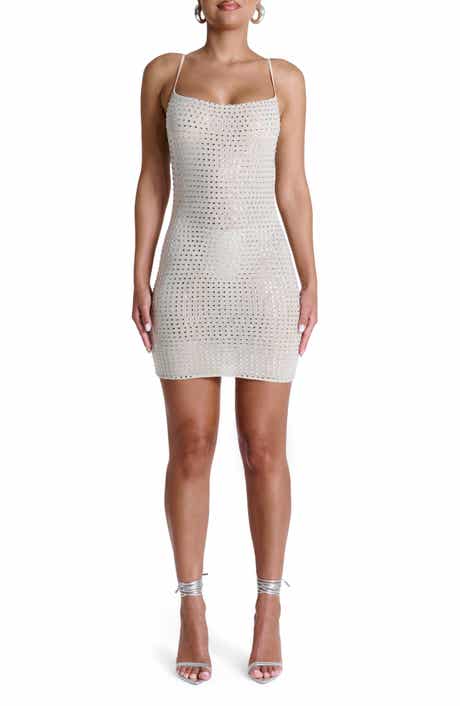 Naked Wardrobe Crystal Bodycon Mesh Minidress