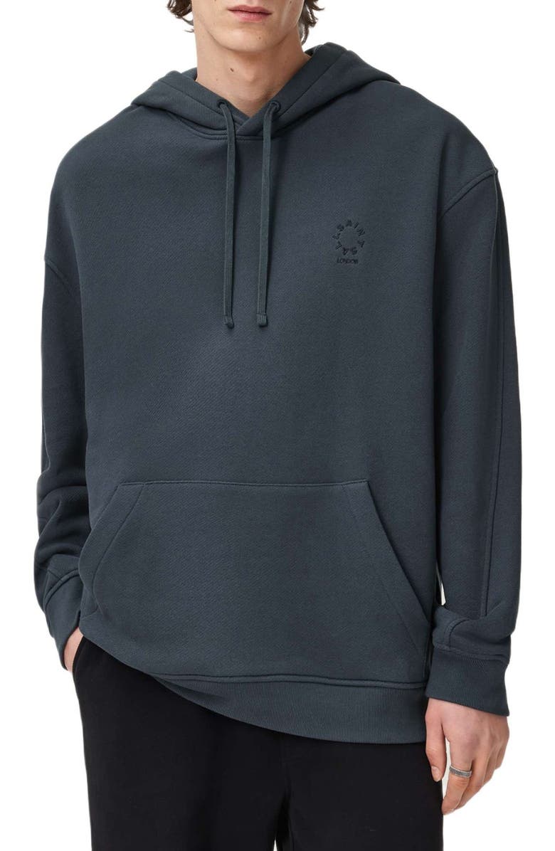 AllSaints Haven Oversize Cotton Hoodie, Main, color, Moonstone Blue